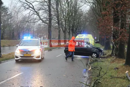 Auto botst op tak in Nieuw Amsterdam — foto 3 van 4