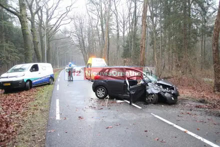 Automobilist gewond op de Boslaan in Emmen — foto 1 van 6