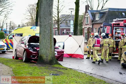 Automobilist botst met voertuig tegen boom in Odoorn — foto 2 van 4